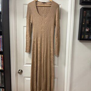 Everlane The Ribbed Scoopneck Midi Dress in "Burnt Sugar" soft viscose size XL